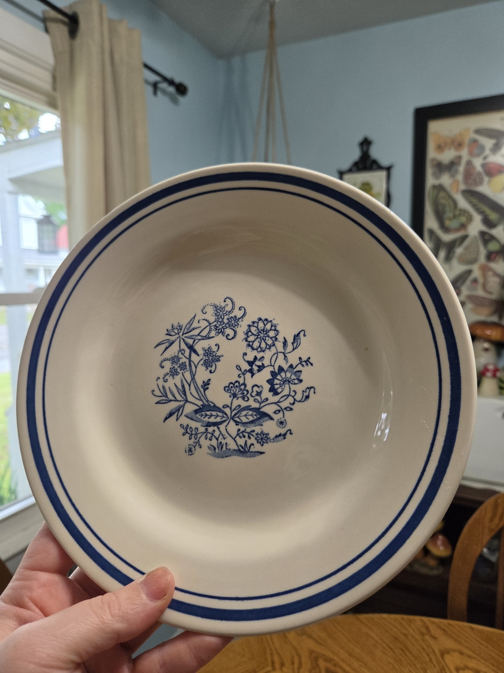 Set of 4 Vintage Oxford Country Blue Floral Dinner Plates Stamped Blue White